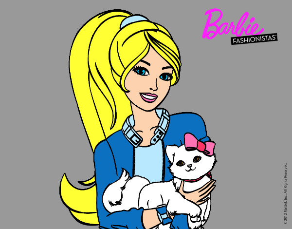Dibujo Barbie con su linda gatita pintado por dbjcris