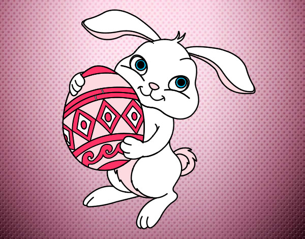 Dibujo Conejo con huevo de pascua pintado por jacquiii