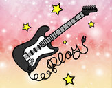 Dibujo Guitarra y estrellas pintado por wendy18