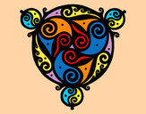 Dibujo Mandala con tres puntas pintado por ardnas