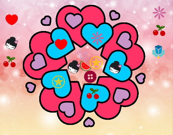 Dibujo Mandala de corazones pintado por lulufasano