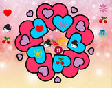 Dibujo Mandala de corazones pintado por lulufasano