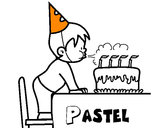 Dibujo Pastel de cumpleaños III pintado por hoja