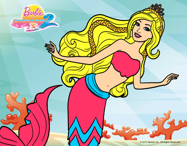 Dibujo Sirena nadando pintado por dbjcris