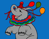 Dibujo Elefante con 3 globos pintado por amalia