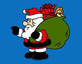 Dibujo Papa Noel con el saco de regalos 1 pintado por amalia