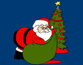 Dibujo Papa Noel repartiendo regalos 1 pintado por amalia