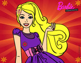 Dibujo Barbie con su vestido con lazo pintado por Helga