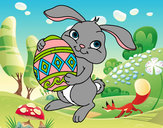 Dibujo Conejo con huevo de pascua pintado por noeliacay