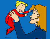 Dibujo Madre con su bebe 1 pintado por amalia