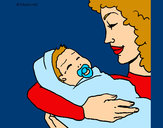 Dibujo Madre con su bebe II pintado por amalia