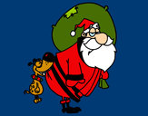 Dibujo Perro mordiendo a Papa Noel pintado por amalia