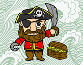 Dibujo Pirata con tesoro pintado por dukula