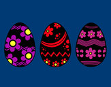Dibujo Tres huevos de pascua pintado por amalia