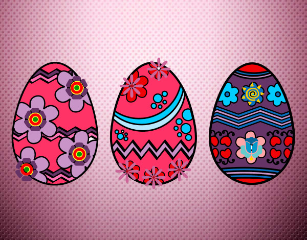 Dibujo Tres huevos de pascua pintado por fatucha