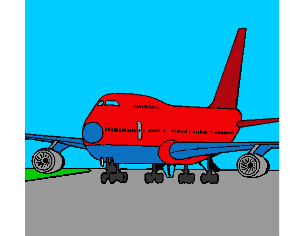 Dibujo Avión en pista pintado por juguitos