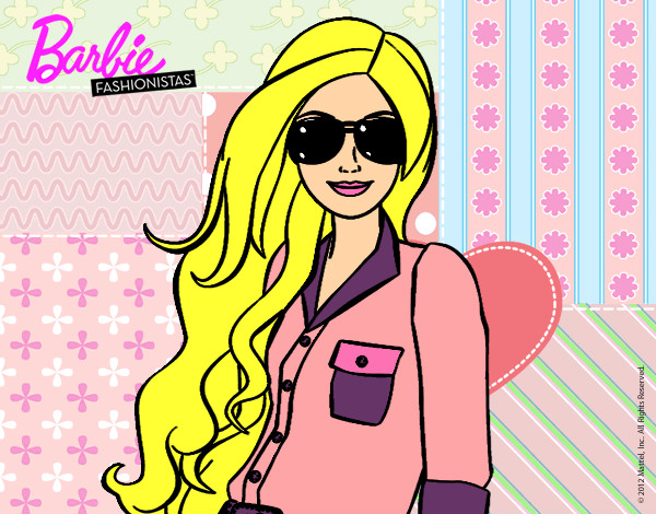 Dibujo Barbie con gafas de sol pintado por juguitos