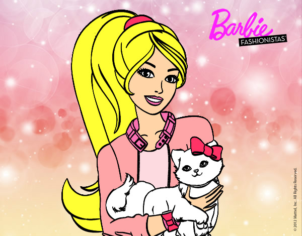 Dibujo Barbie con su linda gatita pintado por MIRIAMITA