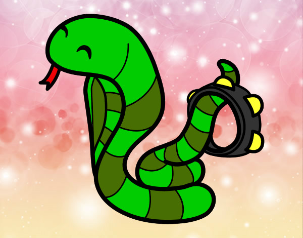 Dibujo Cobra con pandereta pintado por fridamr