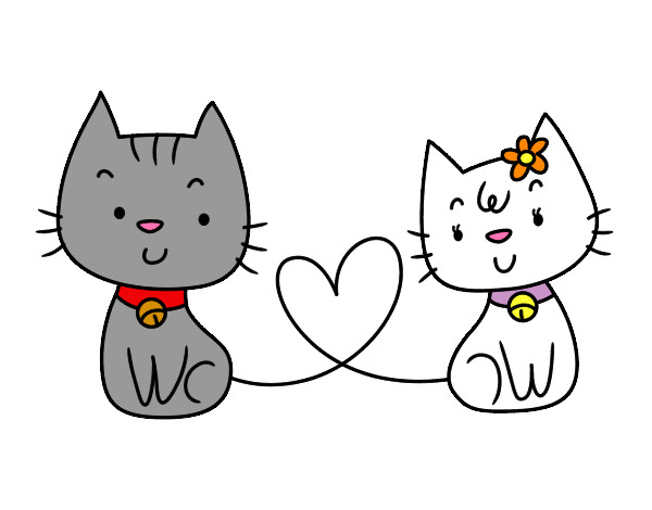 Dibujo de Gatos enamorados pintado por Katymax en  el día  27-04-14 a las 04:17:10. Imprime, pinta o colorea tus propios dibujos!