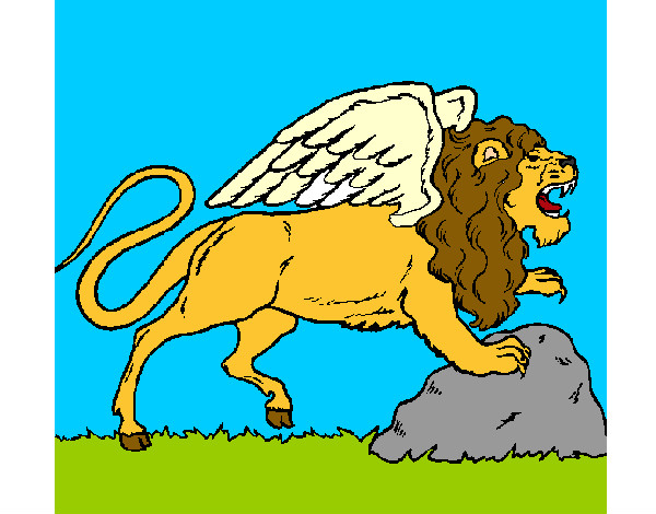 Dibujo León alado pintado por idksuperhe