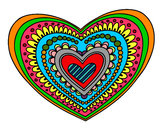 Dibujo Mandala corazón pintado por mand