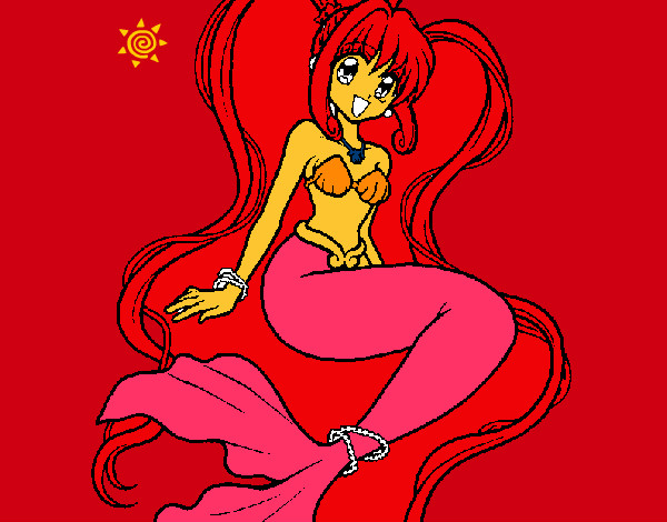 Dibujo Sirena con perlas pintado por gatobenjax