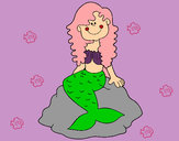Dibujo Sirena sentada en una roca pintado por ZOZO