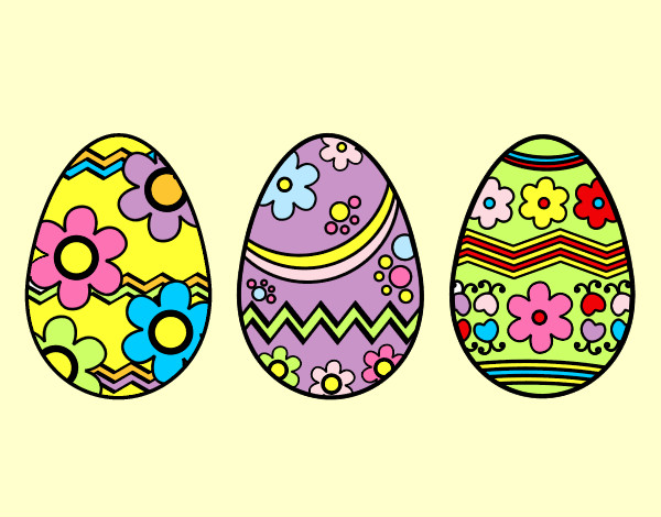 Dibujo Tres huevos de pascua pintado por ardnas