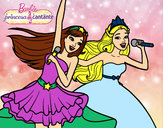 Dibujo Barbie y la princesa cantando pintado por ana13