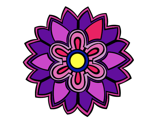 Dibujo Mándala con forma de flor weiss pintado por hefziba