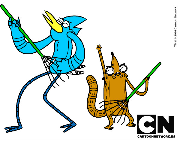 Dibujo Mordecai y Rigby pintado por OlimpiaBar