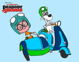Dibujo Mr Peabody y Sherman en moto pintado por Melisa