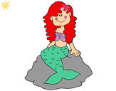 Dibujo Sirena sentada en una roca pintado por angienena