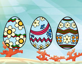 Dibujo Tres huevos de pascua pintado por adricaso