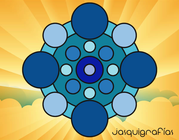 Dibujo Mandala con redondas pintado por macheli