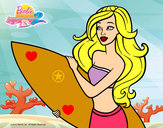 Dibujo Barbie va a surfear pintado por sirula
