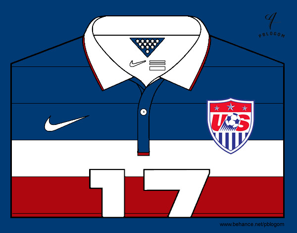 Dibujo Camiseta del mundial de fútbol 2014 de los Estados Unidos pintado por elturro