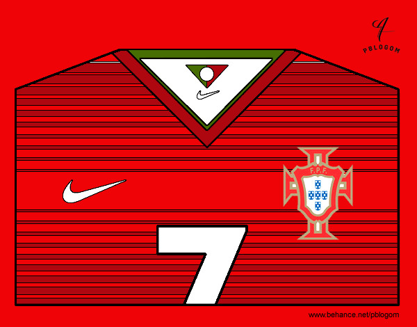 Dibujo Camiseta del mundial de fútbol 2014 de Portugal pintado por elturro