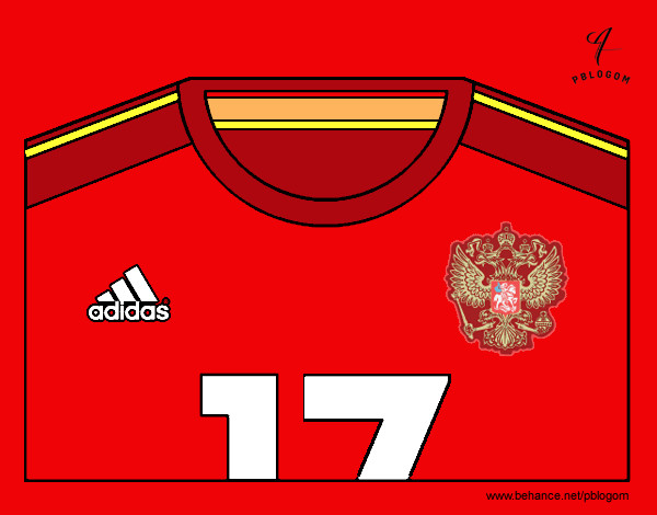 Dibujo Camiseta del mundial de fútbol 2014 de Rusia pintado por elturro