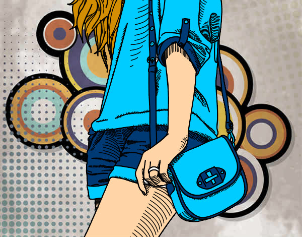 Dibujo Chica con bolso pintado por DXJM