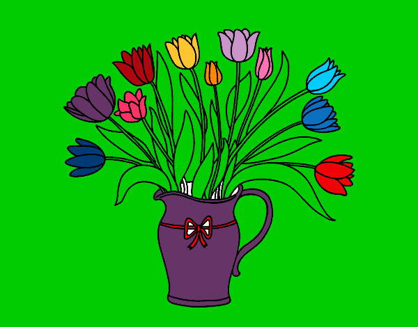 Dibujo Jarrón de tulipanes pintado por disney
