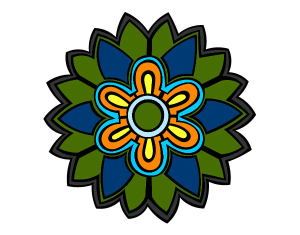 Dibujo Mándala con forma de flor weiss pintado por murano
