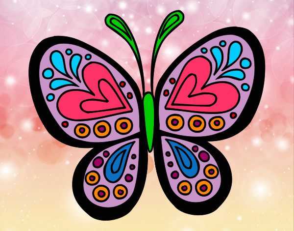 Dibujo Mandala mariposa pintado por lulufasano