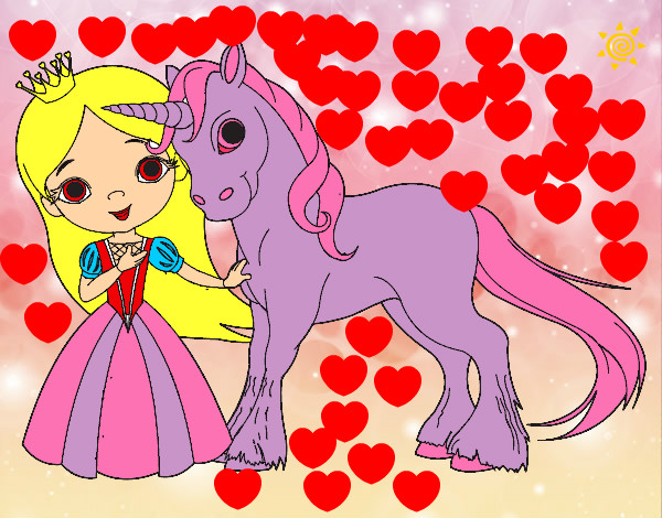 Dibujo Princesa y unicornio pintado por XeniaSL