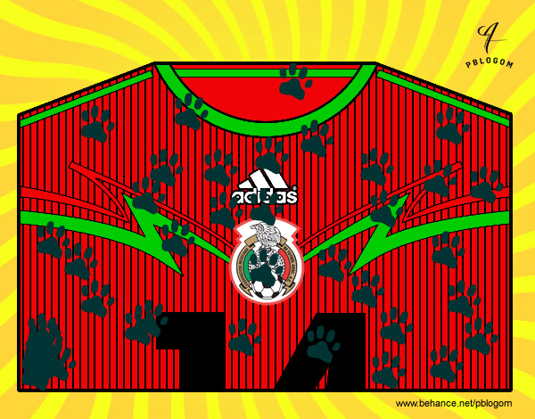 Dibujo Camiseta del mundial de fútbol 2014 de México pintado por mawi