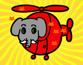 Dibujo Helióptero con elefante pintado por olaf