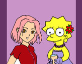 Dibujo Sakura y Lisa pintado por piplut