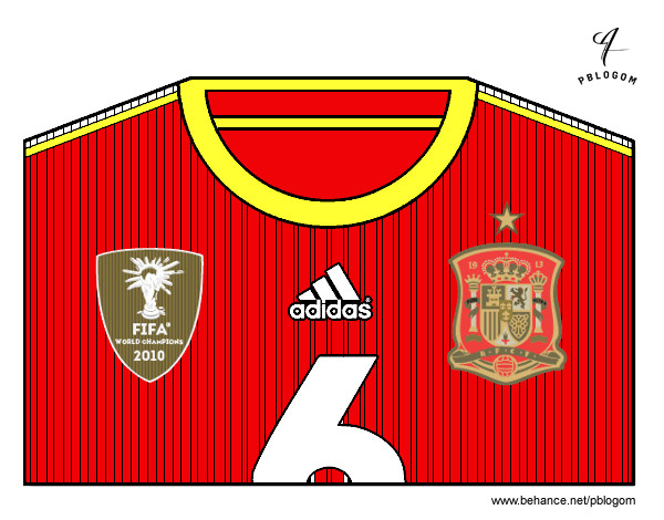 Dibujo Camiseta del mundial de fútbol 2014 de España pintado por danijos