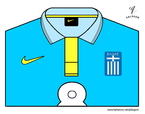Dibujo Camiseta del mundial de fútbol 2014 de Grecia pintado por nachi1